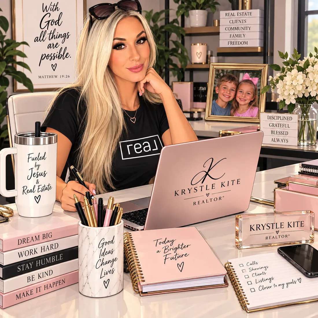 Krystle Kite at her desk